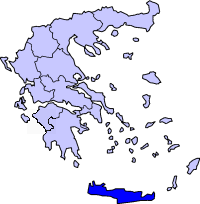 Ilha de Creta em azul escuro